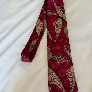 Vintage Cellini Red and Beige Geometric Tie